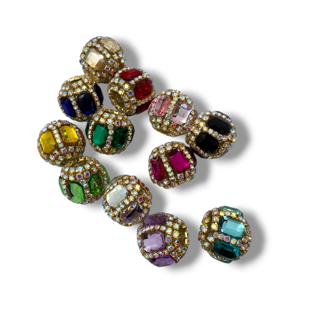 Fancy Gold AB Rhinestone Chain Crystal Mirror Beads -3pc.Single or 10pc. Mix