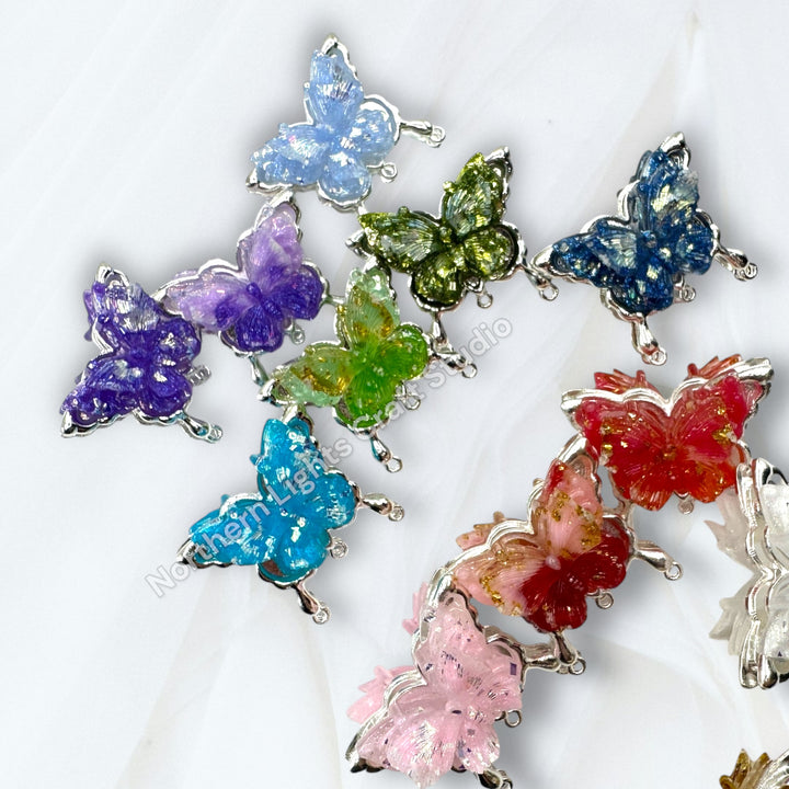 Metal Silver Soft Touch Butterfly Connector Bead