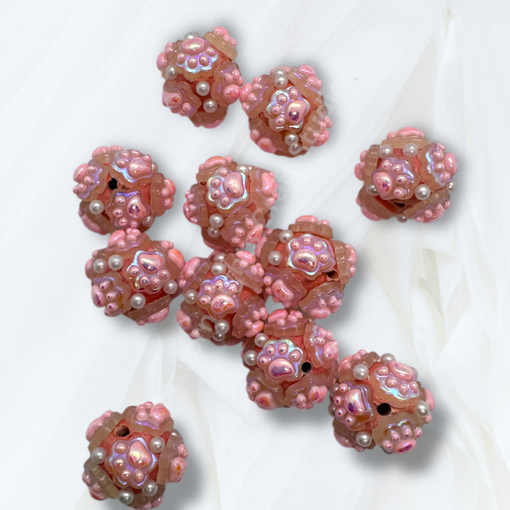 Fancy Clay Base Paw Charm Beads -5pc.