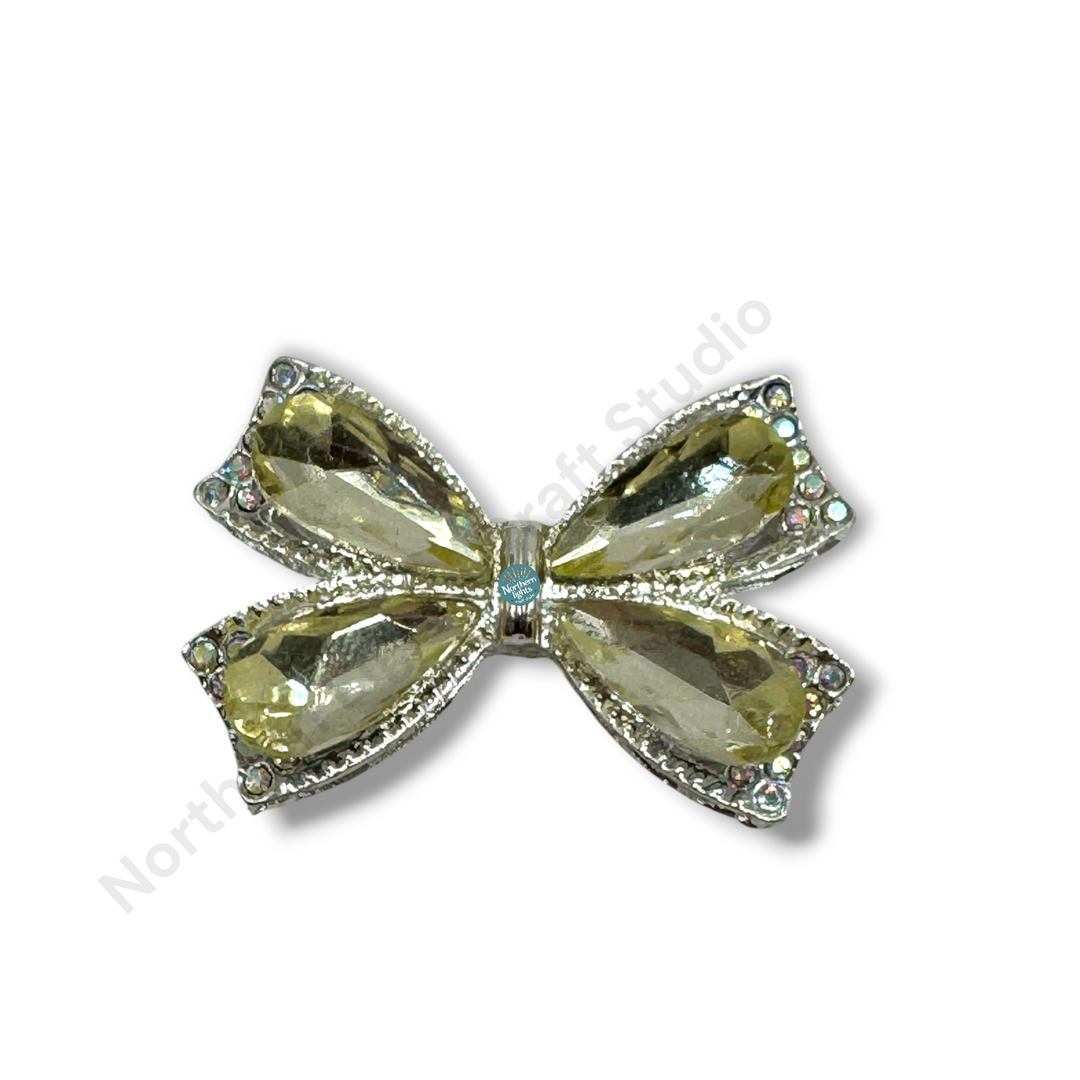 Fancy Large Metal and Crystal Bow Beads - 1pc.