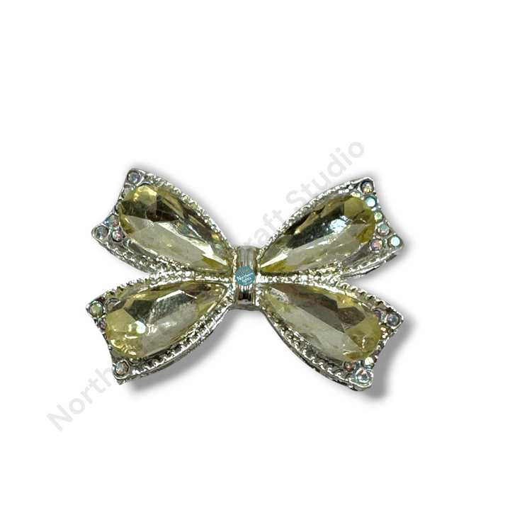 Fancy Large Metal and Crystal Bow Beads - 1pc.