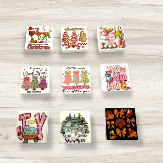 Printed Christmas Focals / Christmas Focal Beads