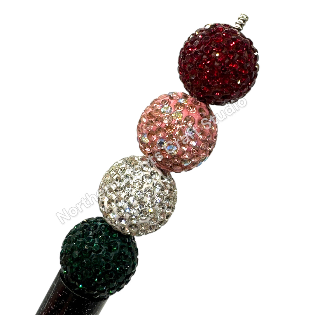Orange Rhinestone Clay Base Beads-16mm - 10pc.