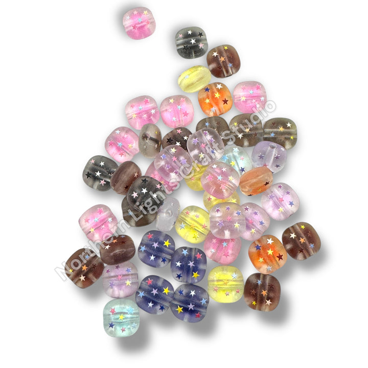 Puffy Square Star 14mm Pillow Beads -10pc.
