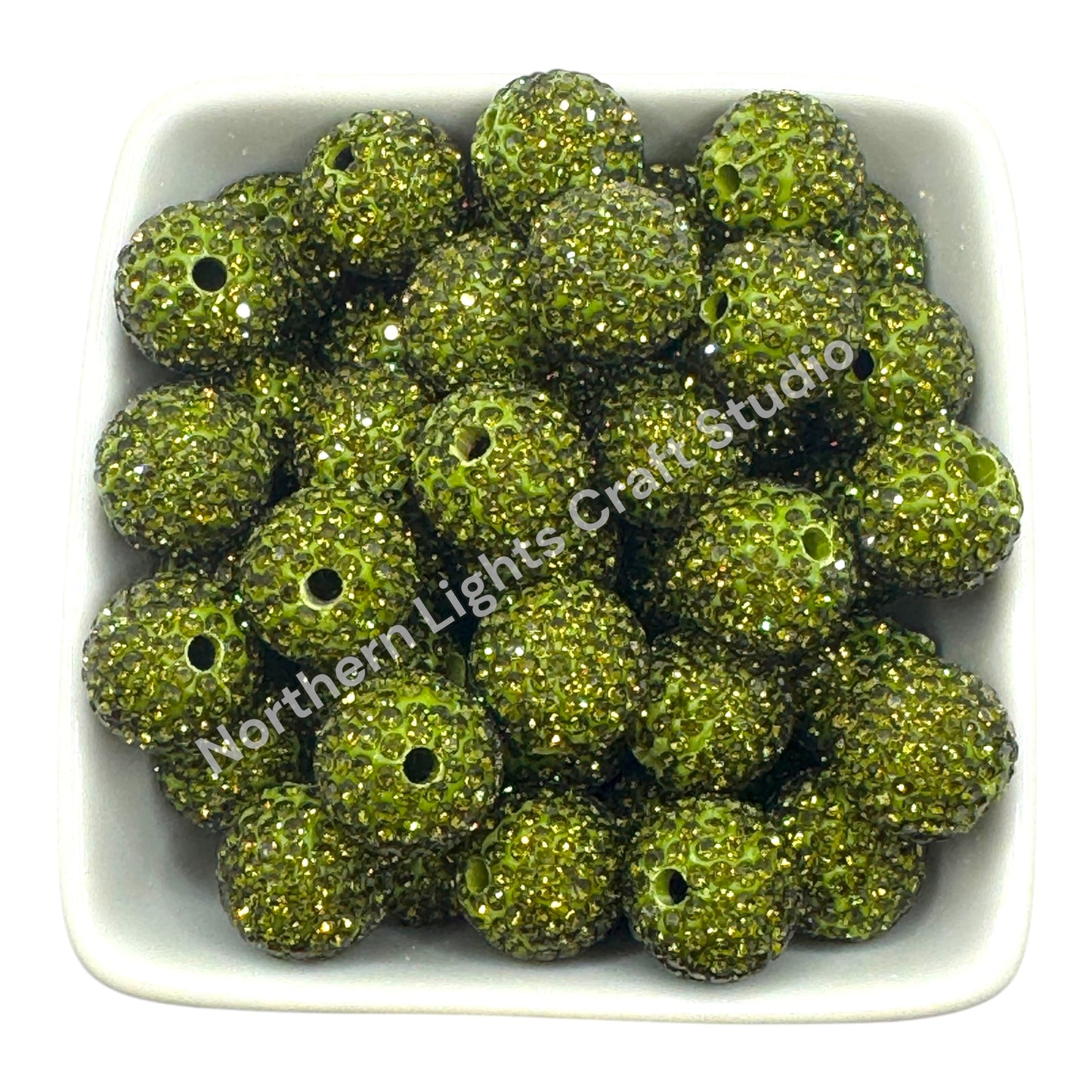 Olive Rhinestone Beads-16mm - 10pc.