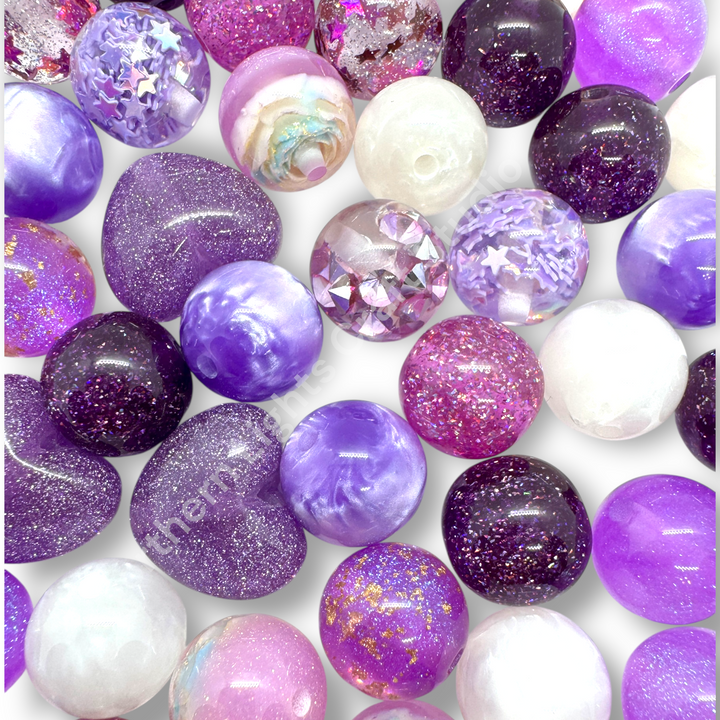 Purple Premium Bead 16mm Resin Mix -20 pc.