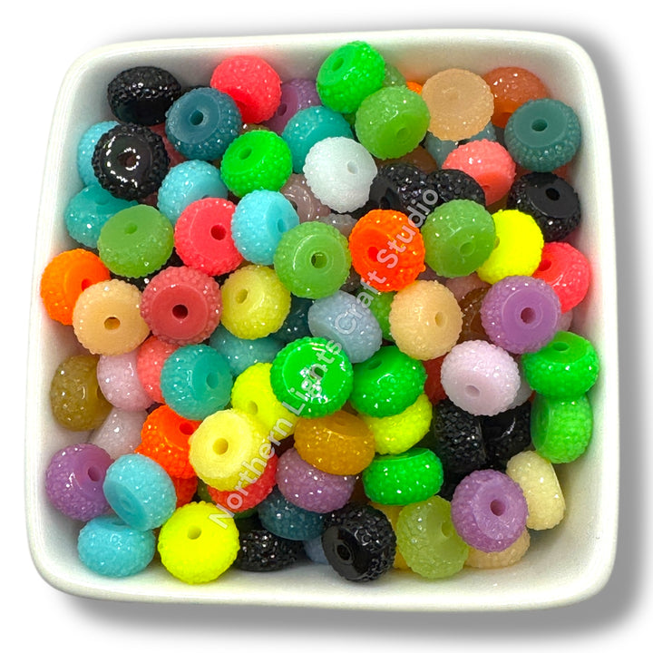 Textured Acrylic Colorful 10mm  Rondelle Spacer -25pc.