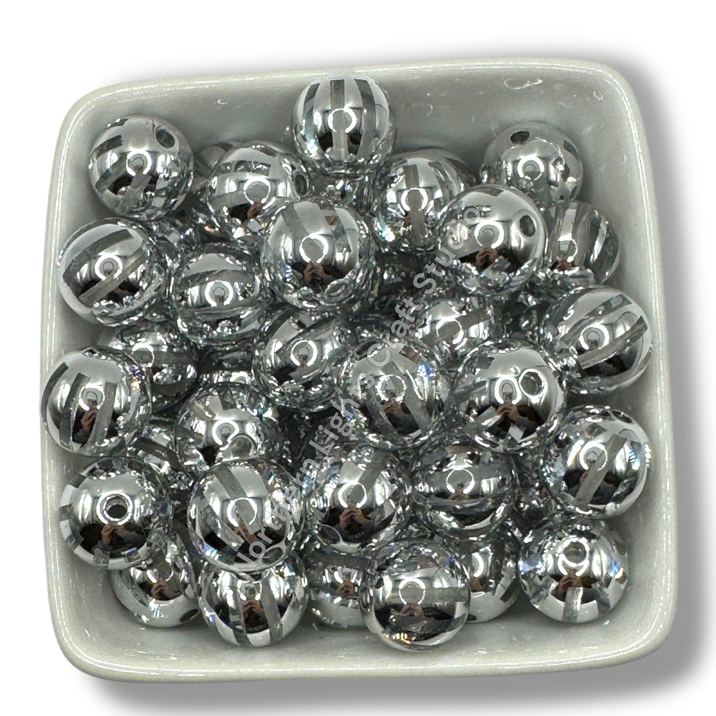 Shiny Striped 16mm Acrylic Beads - 20 pc.