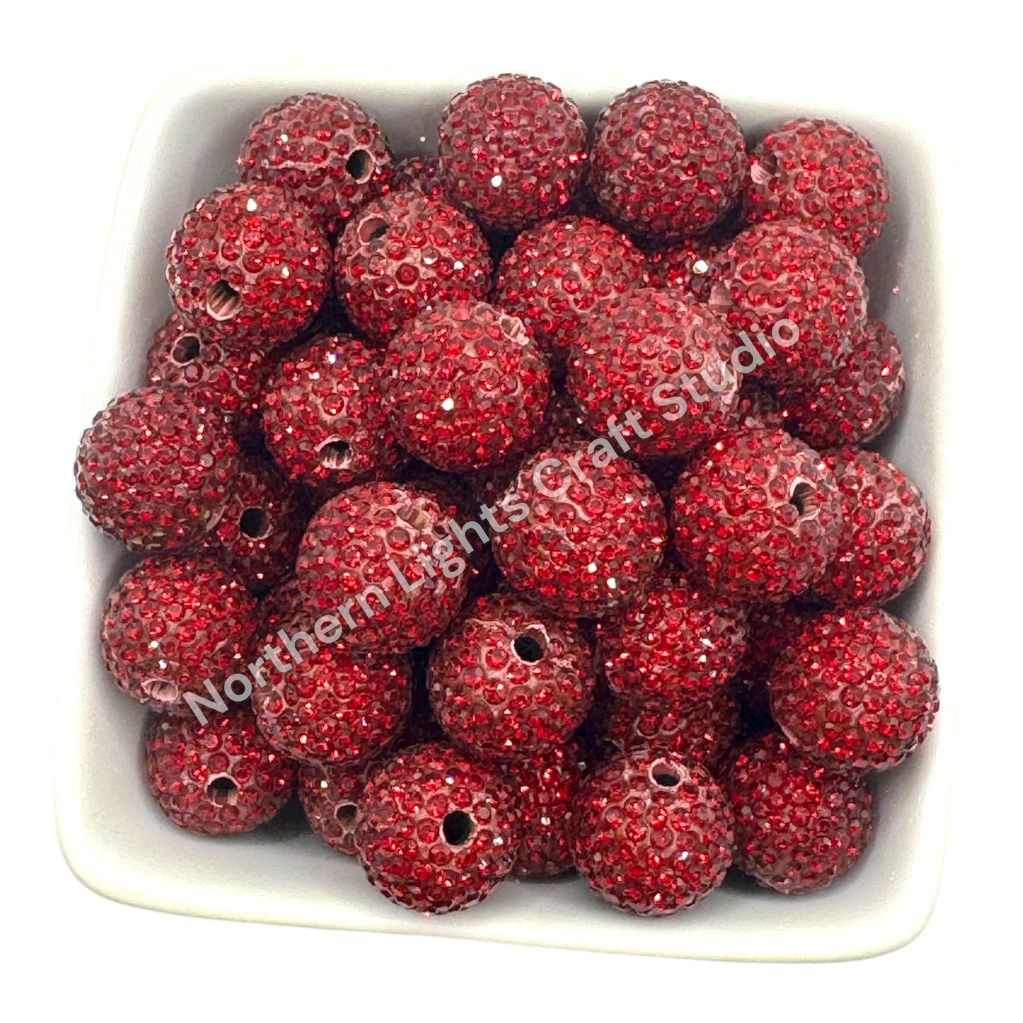 Ruby Rhinestone Beads-16mm - 10pc.