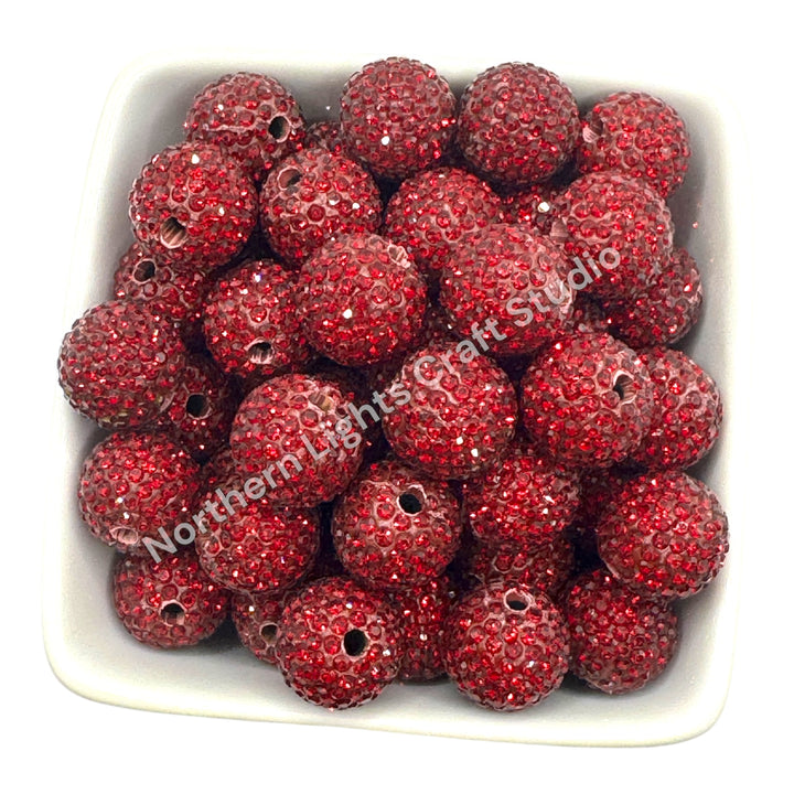 Ruby Rhinestone Clay Base Beads-16mm - 10pc.