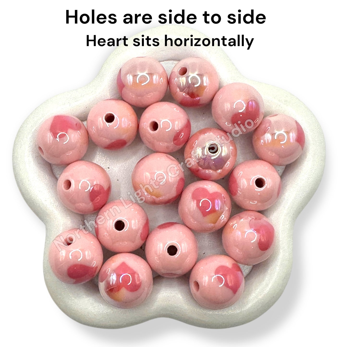 Heart Printed 16mm Acrylic Beads - 20pc. - Choose Style