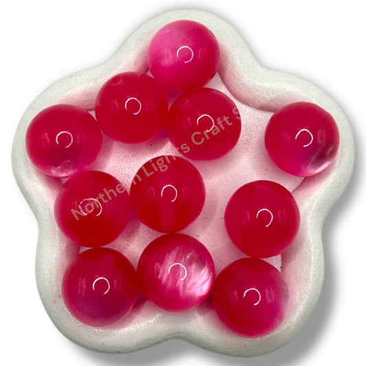 Fuchsia Cat Eye Shiny 20mm Beads -10 pc.
