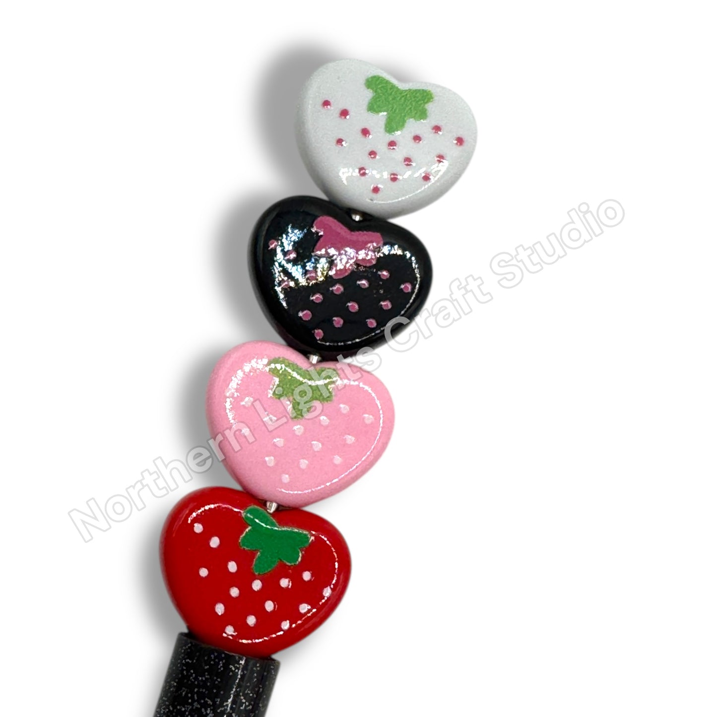 Strawberry Heart Bead - 10pc.