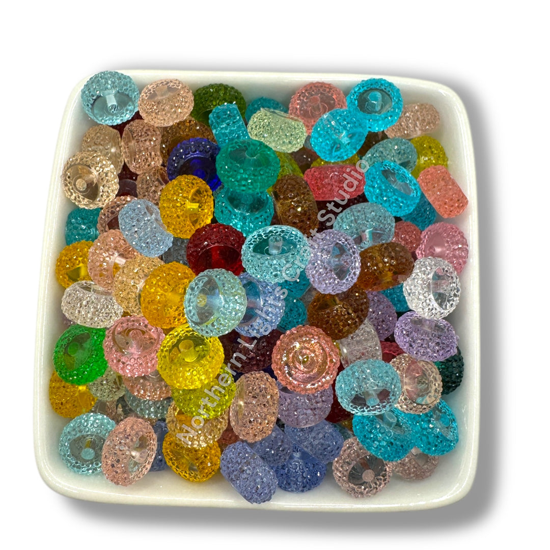 Textured Acrylic Jelly 12mm  Rondelle Spacer - 25pc