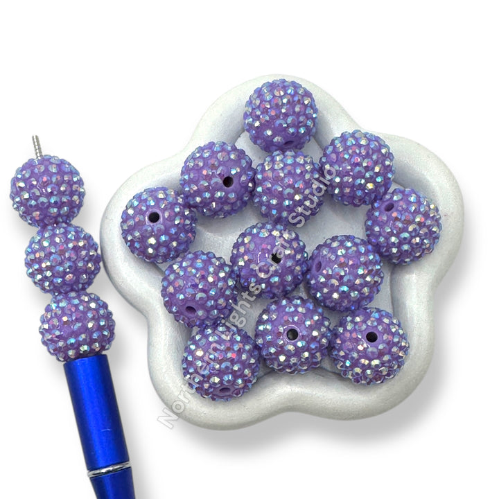 Purple AB 20mm Acrylic Rhinestone Bubblegum Beads - 10pc.