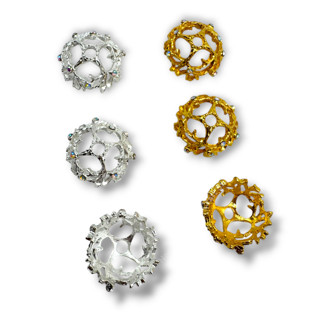 Fairy Vine Metal Alloy and Rhinestone 18mm Bead Cap - 10pc.