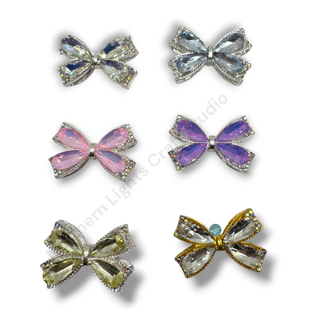 Fancy Large Metal and Crystal Bow Beads - 1pc.