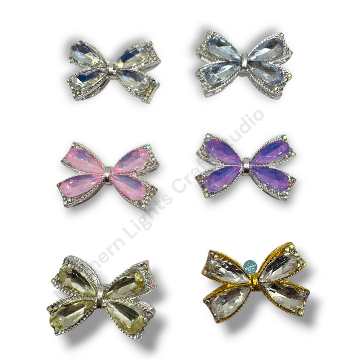 Fancy Large Metal and Crystal Bow Beads - 1pc.