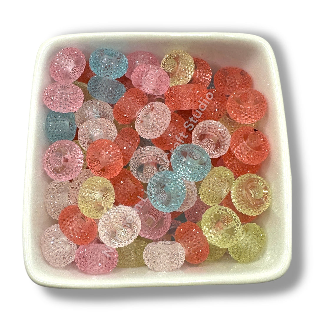 Textured Acrylic Jelly 14mm Rondelle Spacer - 10pc.