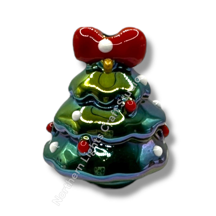 3d Christmas Tree Acrylic Hand Painted UV Beads-2pc.
