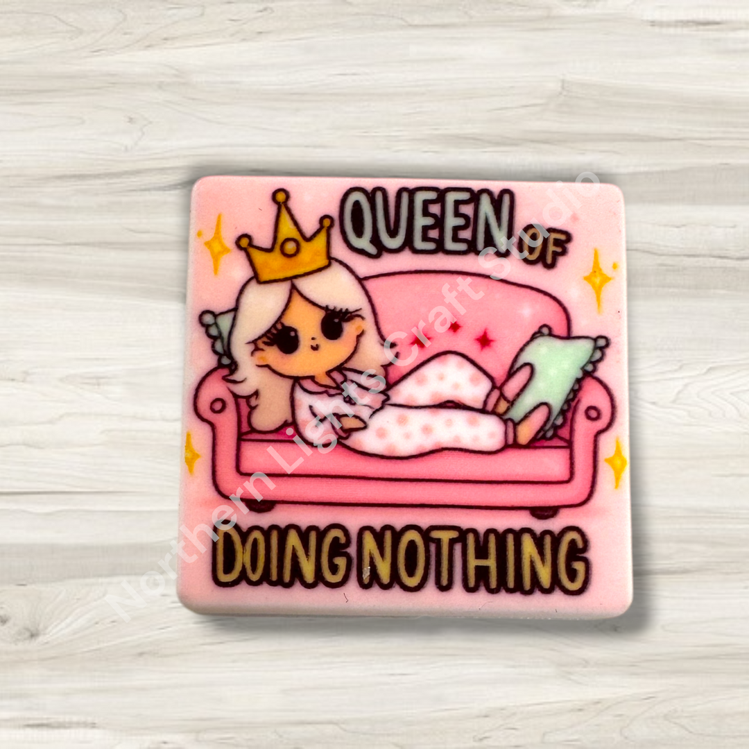 Queen Of Doing Nothing Printed Silicone Focal Bead