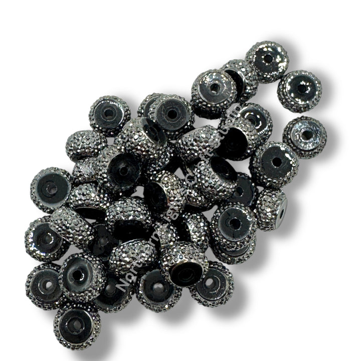 Textured 12mm Acrylic Gunmetal Rondelle Spacer - 25pc.