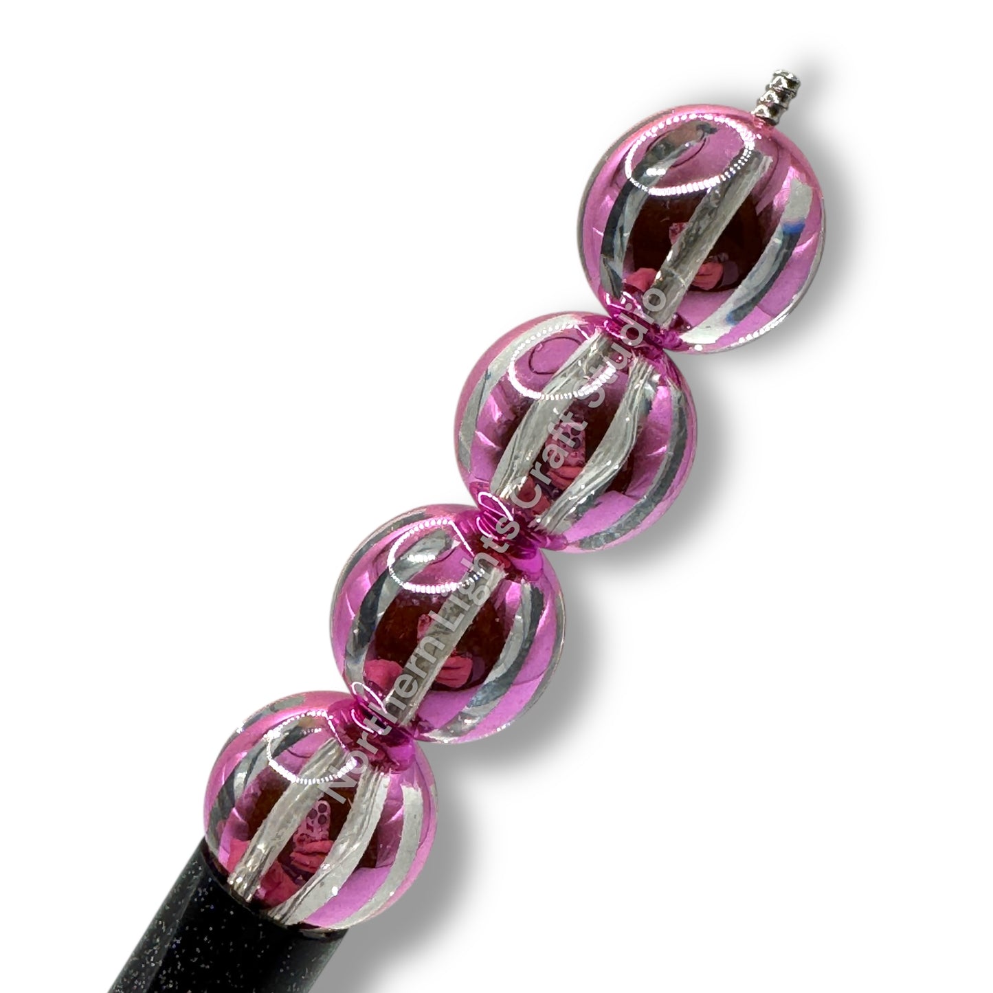 Shiny Striped 16mm Acrylic Beads - 20 pc.