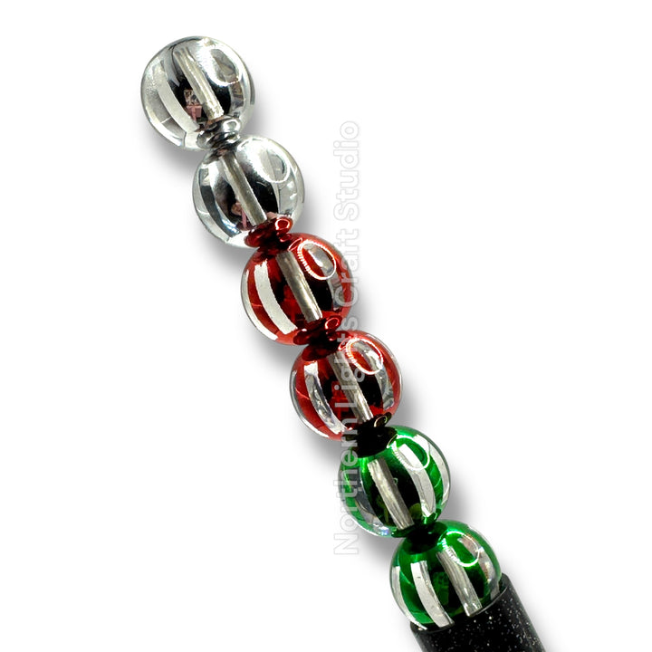 Shiny Striped Acrylic Beads - Christmas Mix - 16mm or 12mm