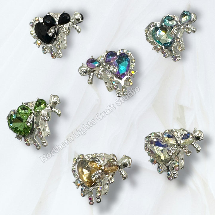 Metal Alloy Heart and Bow Bead