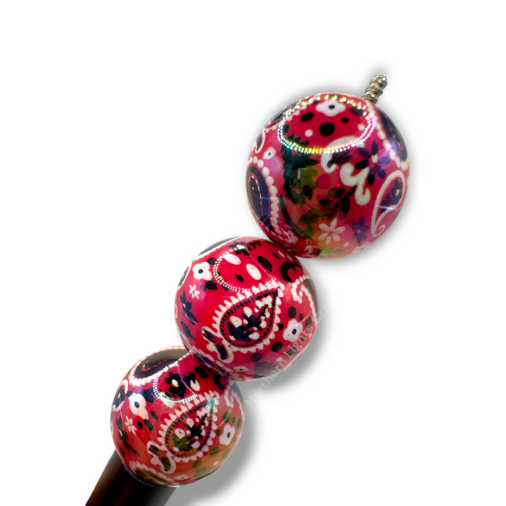 Fucshia Paisley Bandana UV 20mm Acrylic Beads - 10pc.
