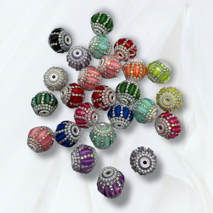 Fancy Pumpkin Slice Rhinestone Beads - 9 piece Mix