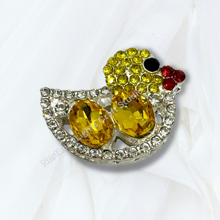 Metal Alloy Crystal Duck Bead - 1pc.