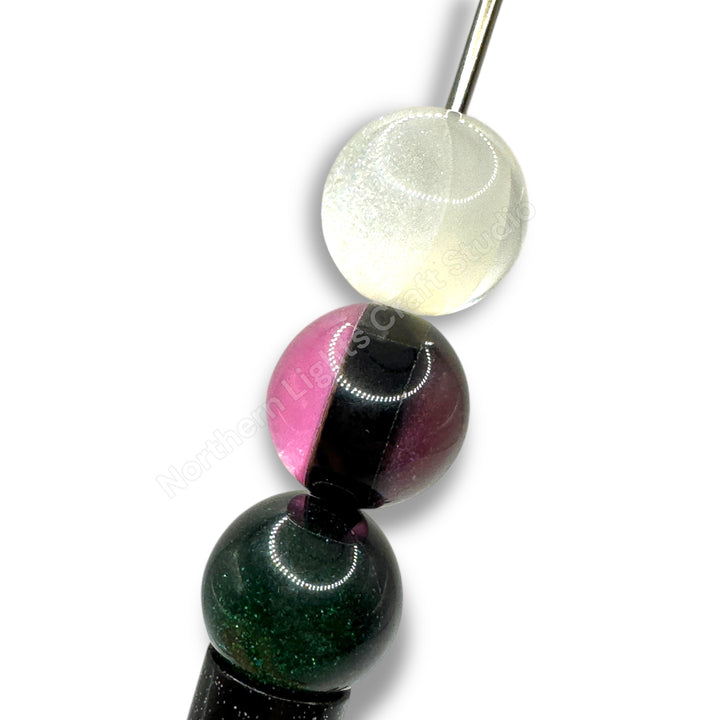 Glitter Core Stripe Premium Luxury Beads 16mm - 20pc. mix