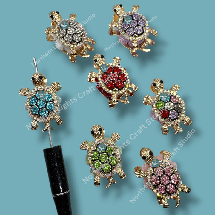 Rhinestone Double Sided Turtle Fancy Bead - READ DESCRIPTION