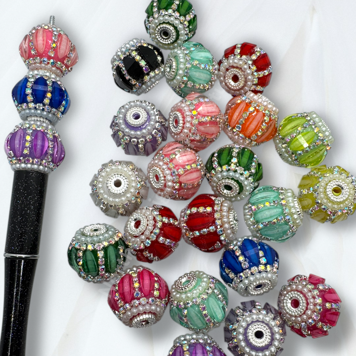 Fancy Pumpkin Slice Rhinestone Beads - 9 piece Mix