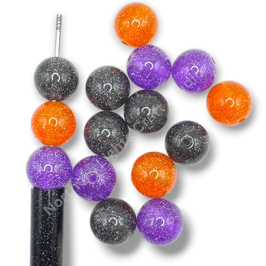 Glitter Dust Halloween 16mm Resin Bead Mix - 20 Pcs.