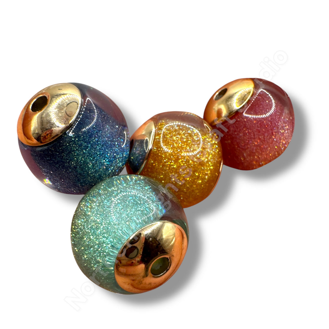 Glitter Gold Cap Layered Galaxy Bead 16mm - 20pc.