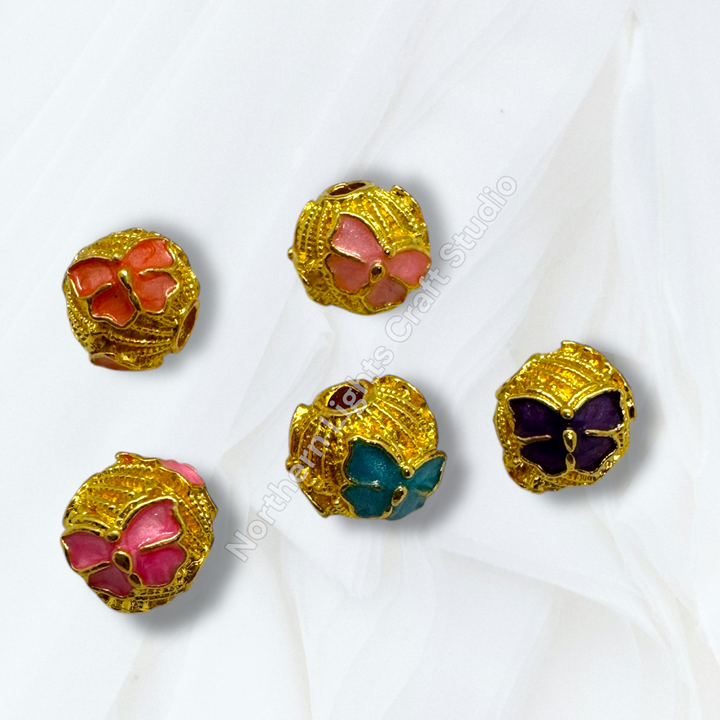 Copper Gold Plated Enamel Butterfly 10mm Beads - 10pc. mix