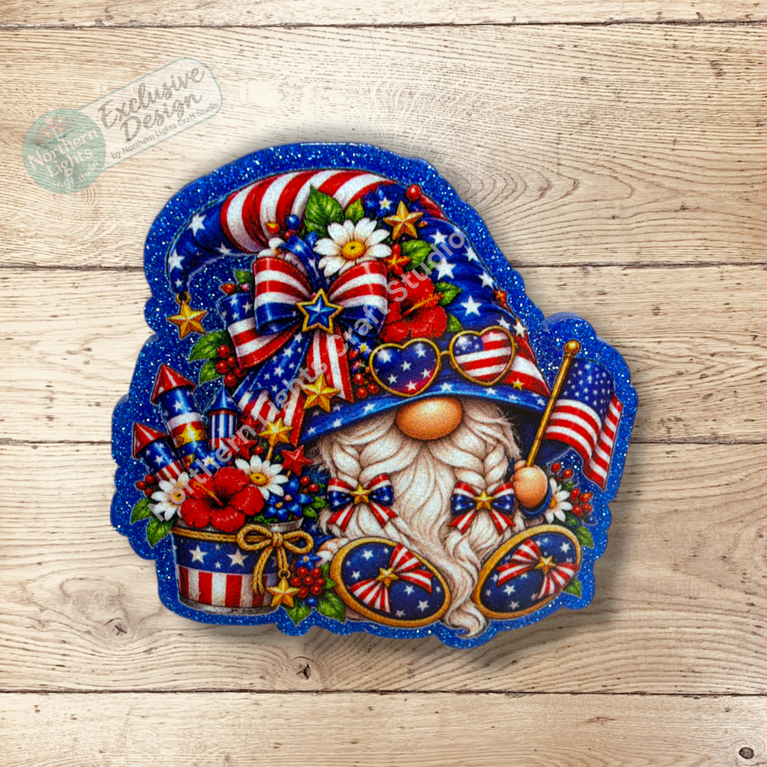 Patriotic Gnome Flat Back Acrylic 2pc. - Design Exclusive!