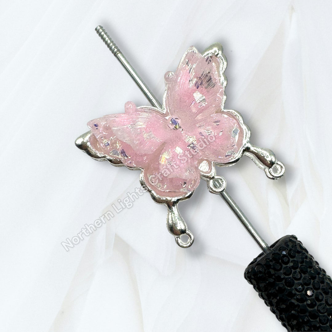 Metal Silver Soft Touch Butterfly Connector Bead