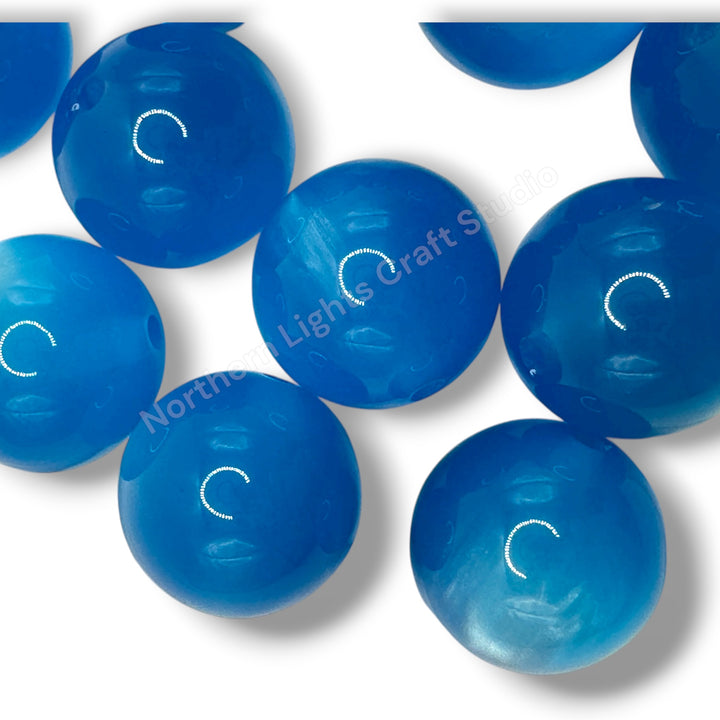 Blue Cat Eye Shiny 20mm Beads -10 pc.