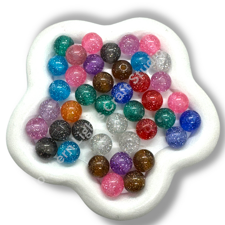Glitter Dust 10mm Bead Mix - 50 Pcs.