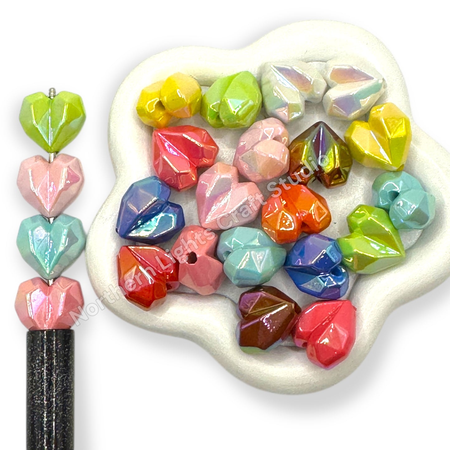 Geometric Puffy Heart Bead Mix -20pcs.