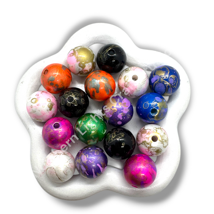 Art Deco Printed 16mm Bead Mix - 20 Pieces