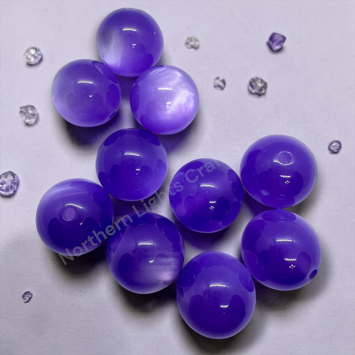 Midnight Violet Cat Eye Shiny 20mm Beads -10 pc.