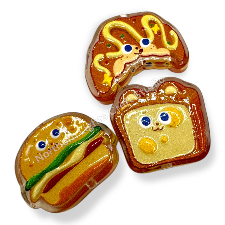 Acrylic Focal Beads, Two-Sided With Holes - Mix