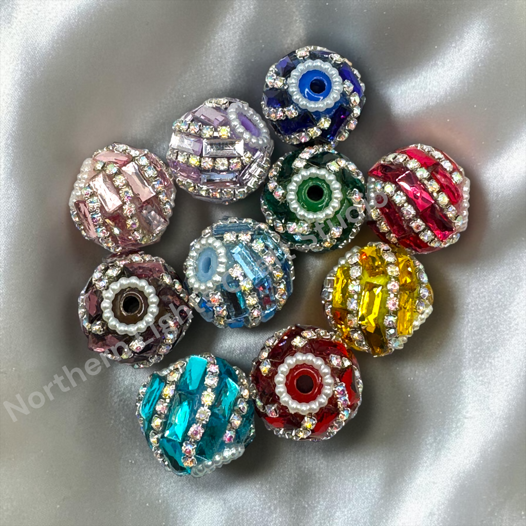 Swirl Rhinestone Crystal Fancy Beads 20mm- 10 piece mix