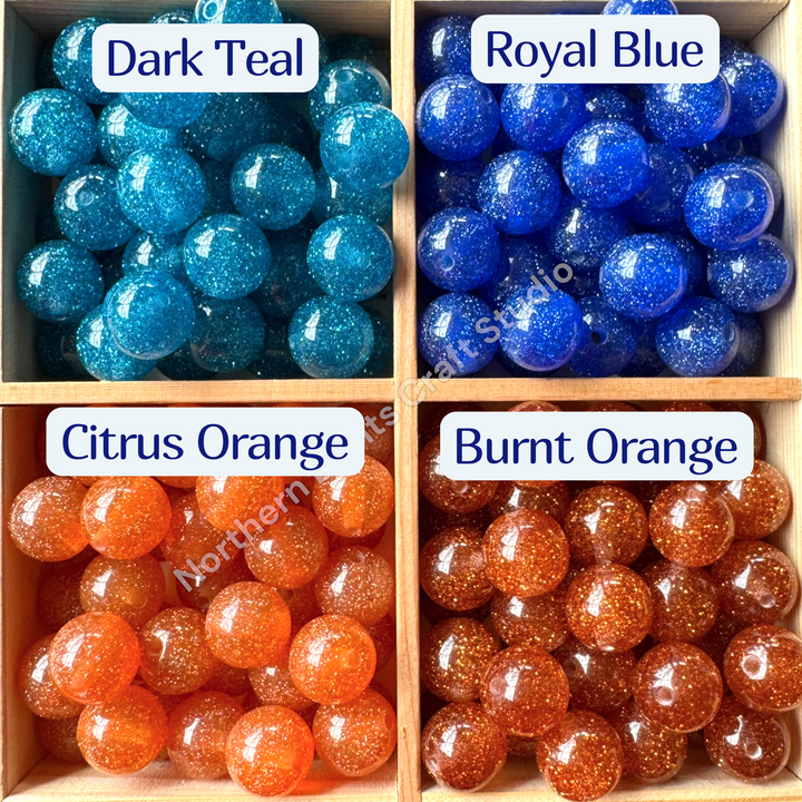 Glitter Dust 16mm High Quality Resin Beads - 20 Pcs.
