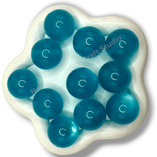 Teal Cat Eye Shiny 20mm Beads -10 pc.