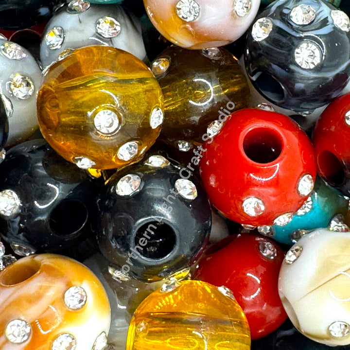 Marble Rhinestone Accent 16mm Acrylic Beads - 20pc.